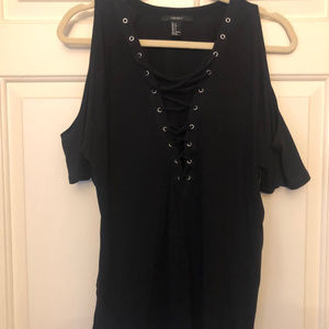 Black Cold Shoulder Top